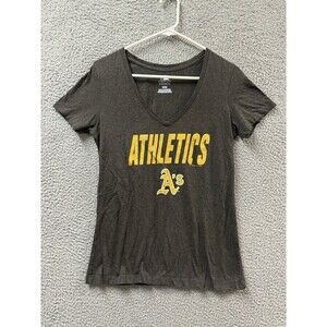 Oakland A’s Athletics Baseball T Shirt Womens M Gray Yellow